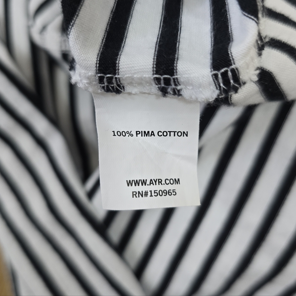 AYR Black and White Striped Crewneck Long Sleeve T-shirt Extra Small - Picture 7 of 8